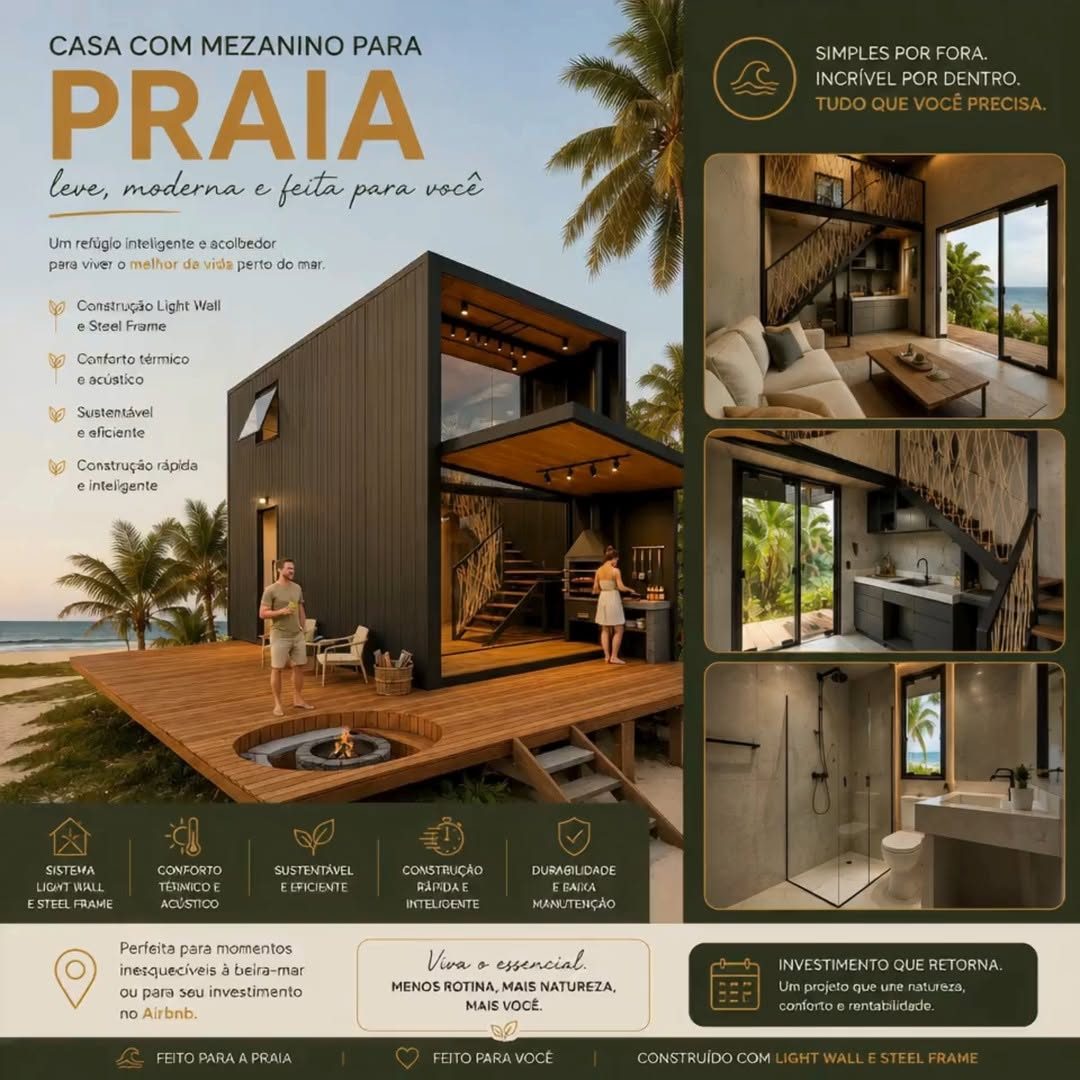 Casa com mezanino para praia