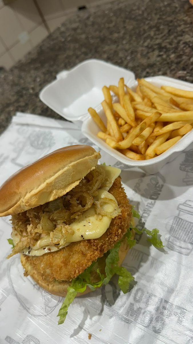 Hambúrguer artesanal com fritas